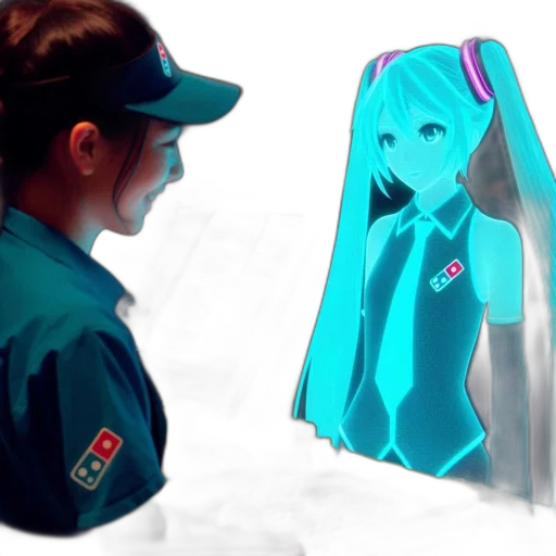 jacket, robot, staff, dress, concept art, anime, 3d render, vaporwave transparent PNG cut-out