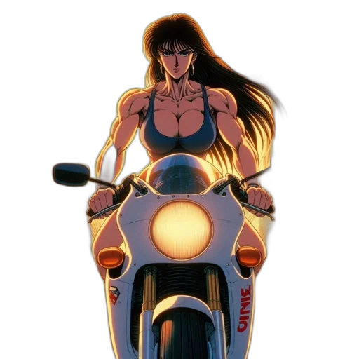 weapon, comic book art, anime, concept art, cartoon, muscular, woman, rides transparent PNG cut-out