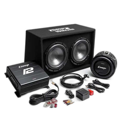 black, gray, car, stereo, system, subwoofer, amplifier, displayed transparent PNG cut-out
