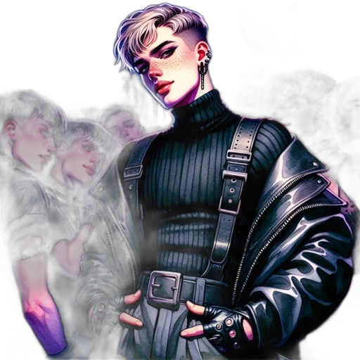 jacket, cyberpunk, comic book art, concept art, vaporwave, neon lights, outer space, dark transparent PNG cut-out
