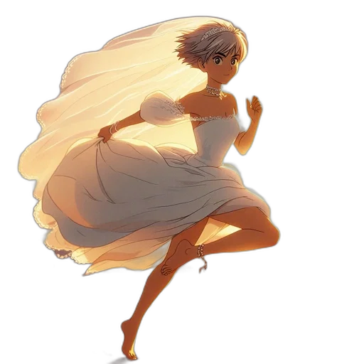 dress, concept art, anime, pixel art, fantasy art, sunset, fire, golden transparent PNG cut-out