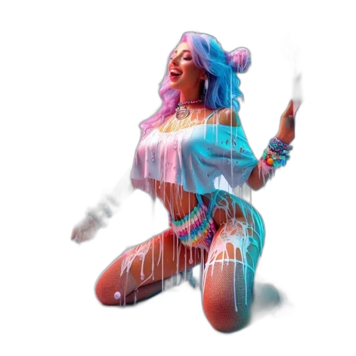 dress, robot, jacket, creature, vaporwave, concept art, cyberpunk, 3d render transparent PNG cut-out