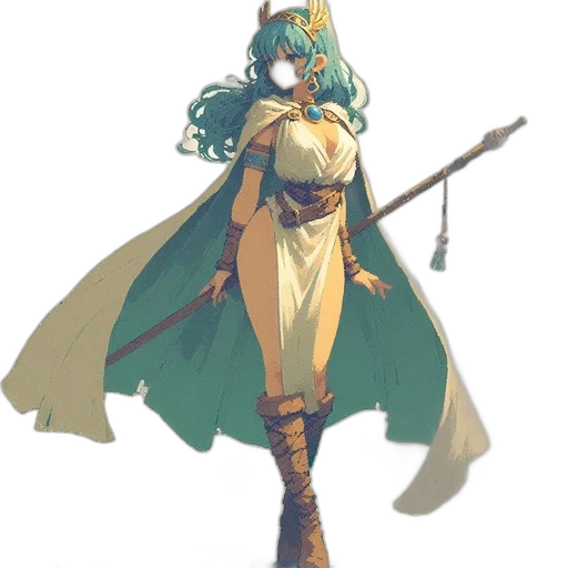 staff, sword, weapon, dress, concept art, fantasy art, pixel art, anime transparent PNG cut-out