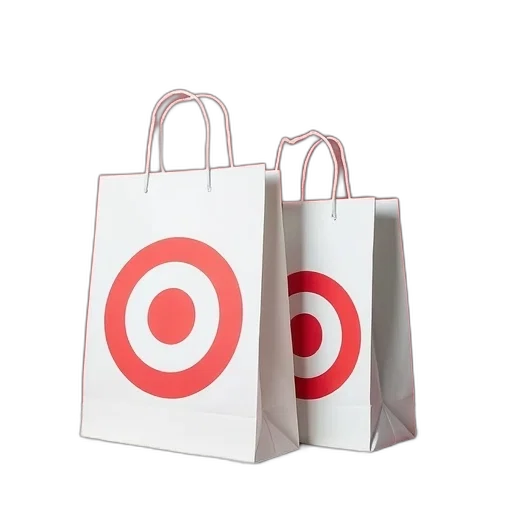 3d render, photorealistic, pile, white, red, target, shopping, bags transparent PNG cut-out