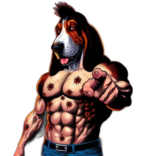 animal, mask, creature, concept art, comic book art, cartoon, photorealistic, muscular transparent PNG cut-out