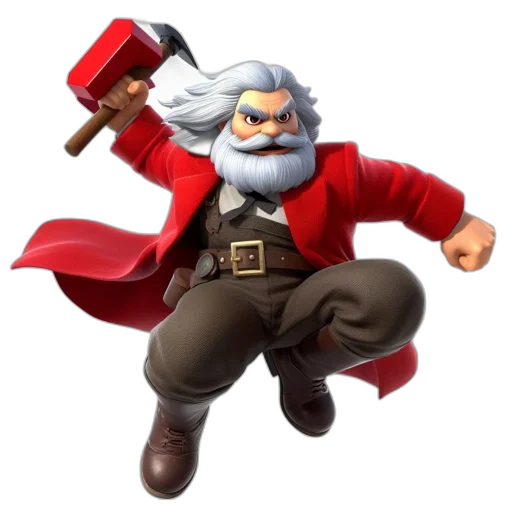 staff, 3d render, concept art, animated, figure, portrays, bearded, man transparent PNG cut-out