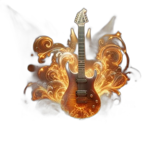 weapon, dragon, crown, fantasy art, concept art, 3d render, photorealistic, guitar transparent PNG cut-out