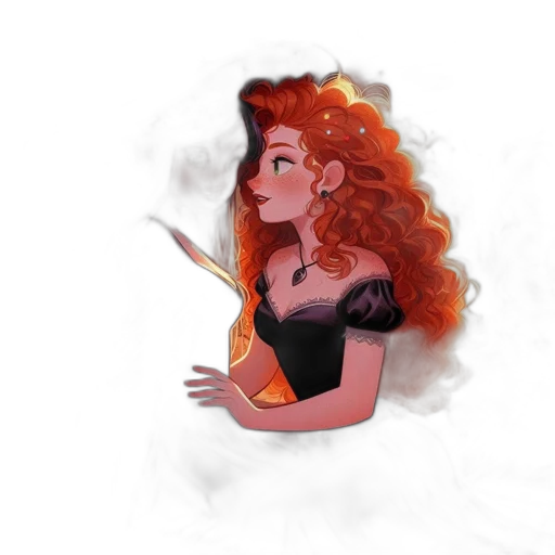 dress, fantasy art, concept art, comic book art, cartoon, fire, underwater, red transparent PNG cut-out