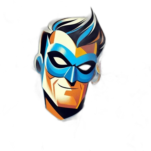 mask, face, comic book art, cartoon, concept art, 3d render, lively, gathering transparent PNG cut-out