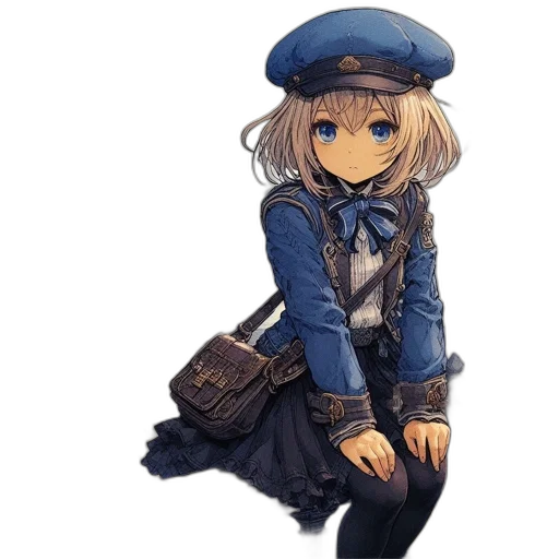 staff, weapon, hat, jacket, anime, pixel art, concept art, fantasy art transparent PNG cut-out