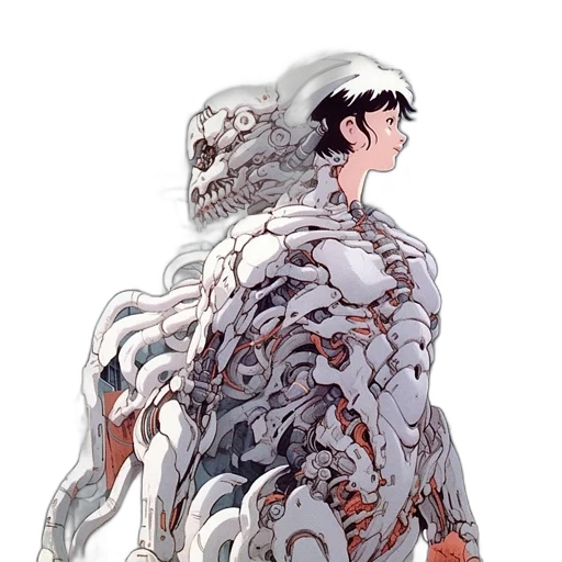 dress, creature, robot, jacket, concept art, comic book art, watercolor, cyberpunk transparent PNG cut-out