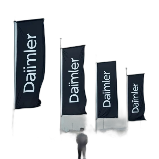3d render, row, five, large, rectangular, flags, word, daimler transparent PNG cut-out