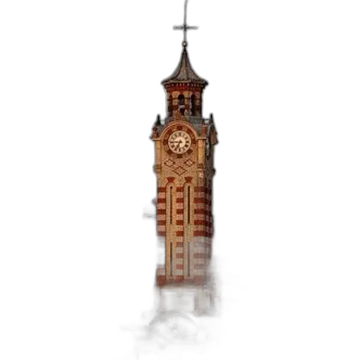 building, staff, concept art, 3d render, pixel art, fantasy art, tall, clock transparent PNG cut-out