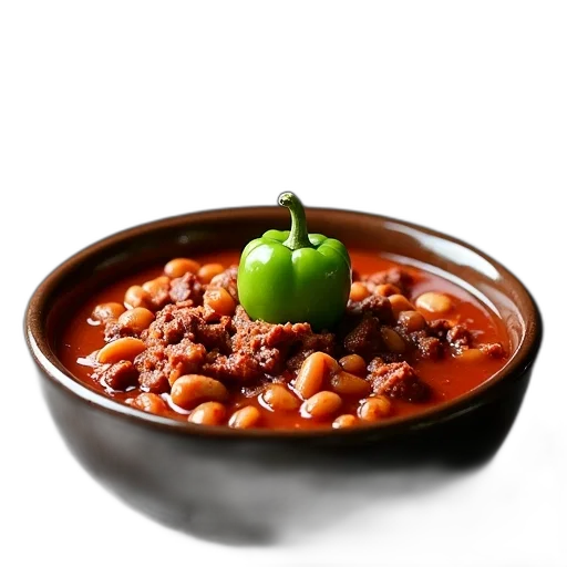 food, crown, animal, photorealistic, 3d render, bowl, chili, con transparent PNG cut-out