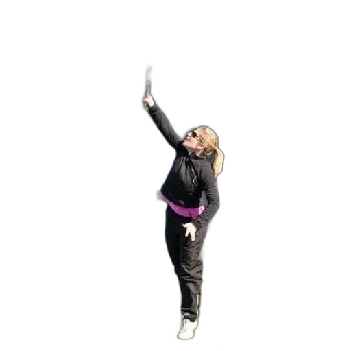 staff, jacket, woman, black, tracksuit, playing, tennis, court transparent PNG cut-out