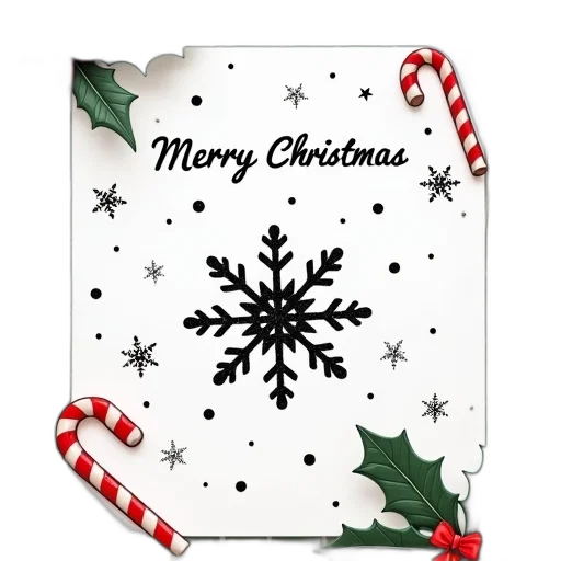 white, paper, black, drawing, snowflake, design, center, surrounded transparent PNG cut-out