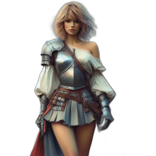 sword, dress, fantasy art, concept art, pixel art, photorealistic, pastel, monochrome transparent PNG cut-out