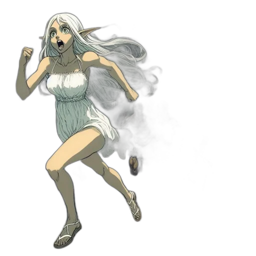 dress, concept art, comic book art, fantasy art, anime, fog, fire, earth tones transparent PNG cut-out