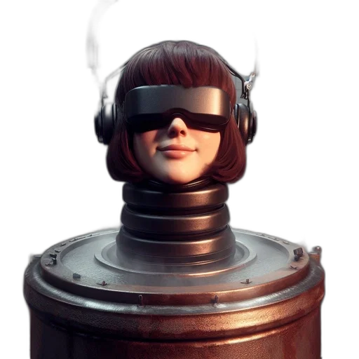 robot, mask, face, bottle, 3d render, concept art, cyberpunk, photorealistic transparent PNG cut-out