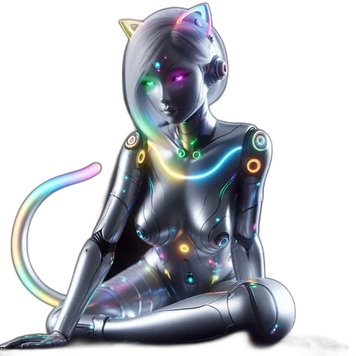 robot, jewelry, staff, cyberpunk transparent PNG cut-out