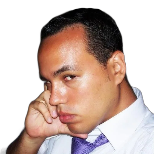 staff, face, hair, photorealistic, man, white, shirt, purple transparent PNG cut-out