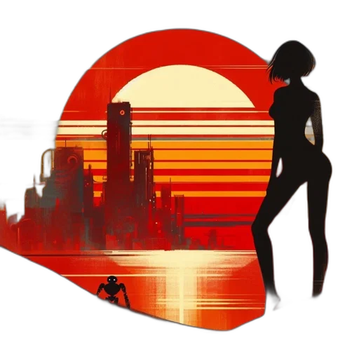 concept art, fantasy art, pixel art, anime, sunset, fire, outer space, fog transparent PNG cut-out