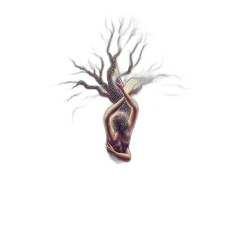 tree, crown, hair, creature, concept art, pixel art, fantasy art, 3d render transparent PNG cut-out