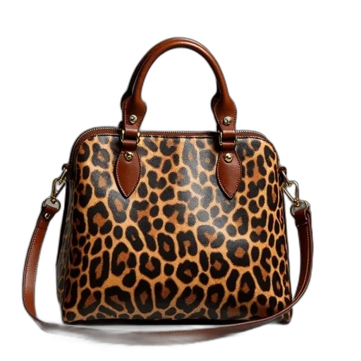 leopard, pattern, handbag, can transparent PNG cut-out
