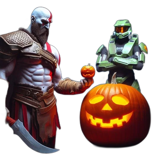 concept art, fantasy art, 3d render, pixel art, two, figures, stand, side-by-side transparent PNG cut-out