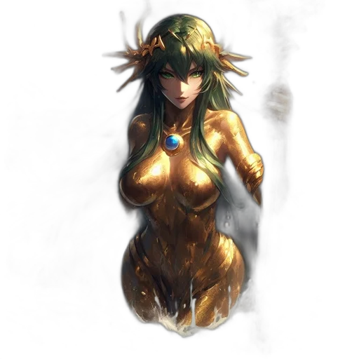 dress, robot, jewelry, concept art, fantasy art, comic book art, pixel art, golden transparent PNG cut-out