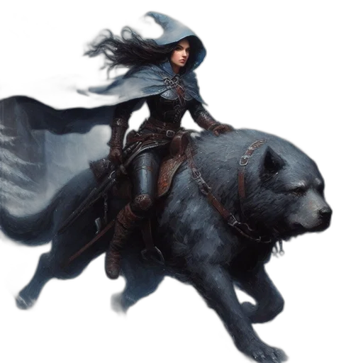 dragon, fantasy art, concept art, comic book art, pixel art, dark, warrior, woman transparent PNG cut-out