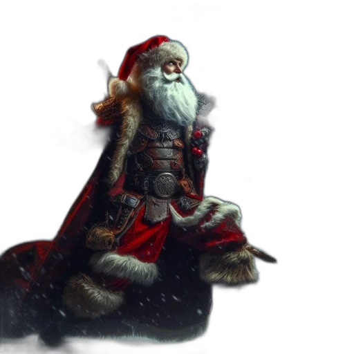 concept art, fantasy art, photorealistic, 3d render, santa, claus, depicted, warrior transparent PNG cut-out