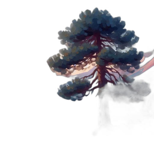 tree, dragon, crown, hair, concept art, photorealistic, 3d render, watercolor transparent PNG cut-out