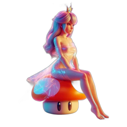 concept art, fantasy art, 3d render, vaporwave, animated, character, blue, hair transparent PNG cut-out