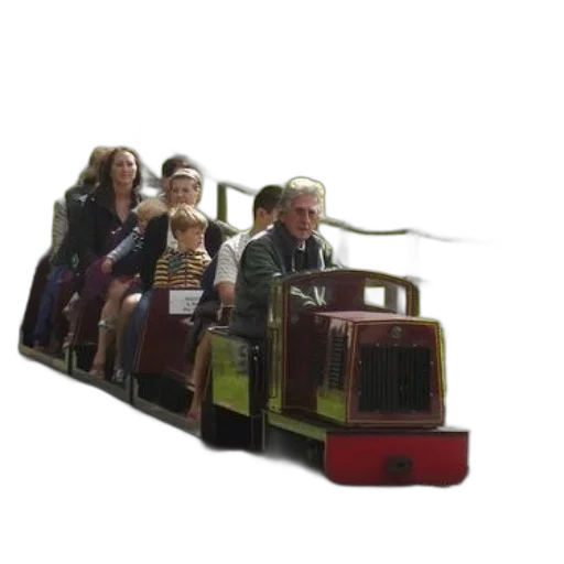 car, photorealistic, family, rides, small, train, through, park transparent PNG cut-out