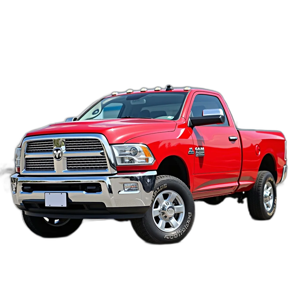 car, animal, photorealistic, 3d render, red, pickup, truck, parked transparent PNG cut-out