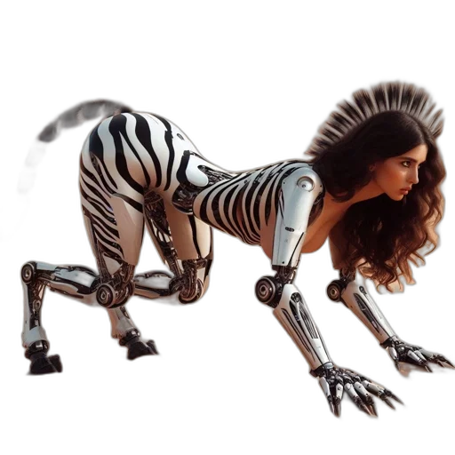 animal, creature, robot, hair, concept art, fantasy art, 3d render, photorealistic transparent PNG cut-out