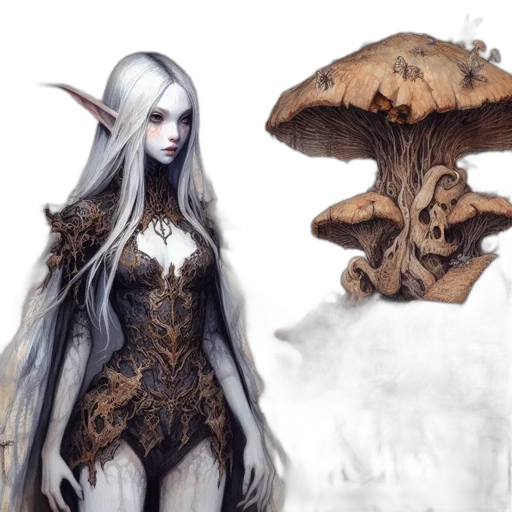 creature, concept art, fantasy art, comic book art, 3d render, dark, earth tones, monochrome transparent PNG cut-out