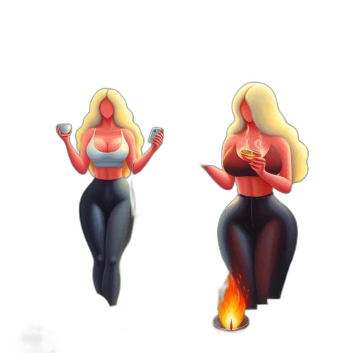 concept art, pixel art, 3d render, fantasy art, fire, park, two, faceless transparent PNG cut-out