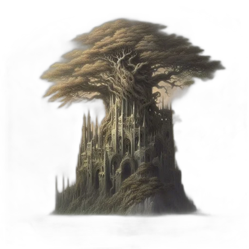 tree, hair, crown, dragon, concept art, fantasy art, pixel art, watercolor transparent PNG cut-out