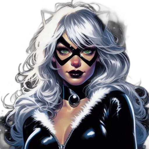 comic book art, concept art, fantasy art, cartoon, female, character, silver-white, hair transparent PNG cut-out