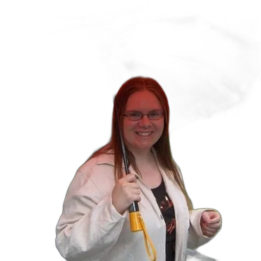 staff, umbrella, jacket, weapon, fog, fire, woman, glasses transparent PNG cut-out