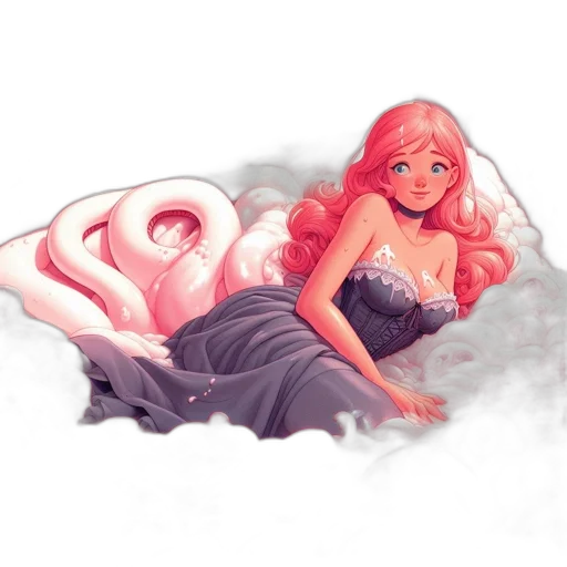 dragon, dress, fantasy art, watercolor, concept art, comic book art, underwater, fire transparent PNG cut-out