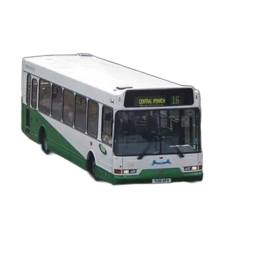 3d render, photorealistic, green, white, bus, destination, central, ipswich transparent PNG cut-out