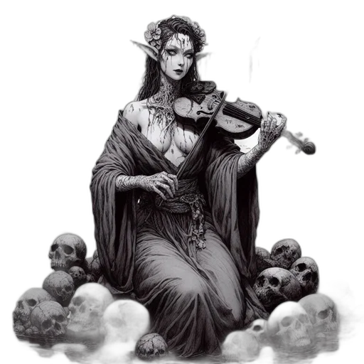 staff, dress, jewelry, fantasy art, concept art, pencil sketch, pixel art, fog transparent PNG cut-out