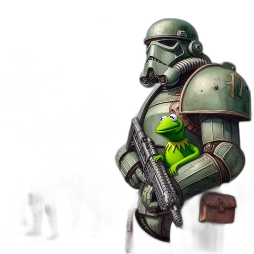 robot, weapon, concept art, fantasy art, pixel art, comic book art, green, soldiers transparent PNG cut-out