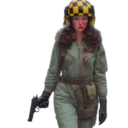 jacket, concept art, cyberpunk, comic book art, pixel art, woman, military, jumpsuit transparent PNG cut-out