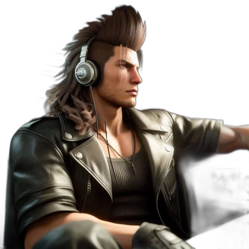 jacket, hair, concept art, cyberpunk, photorealistic, fantasy art, man, spiky transparent PNG cut-out