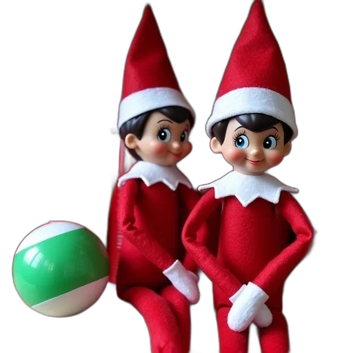 3d render, concept art, two, elf, shelf, next, stack, red transparent PNG cut-out