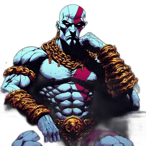 comic book art, concept art, fantasy art, pixel art, muscular, bald, man, red transparent PNG cut-out